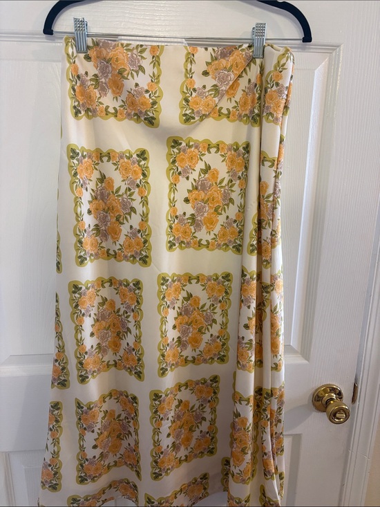 Francesca's Collections Dresses & Skirts - Cottagecore Cream with Yellow & Olive Green Floral Print Maxi Skirt
